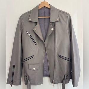 Leather Jacket, Light grey, sheepskin, brand new. Size M